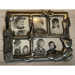 NEW~Royal Limited Silver "BABY COLLAGE" Picture Frame‎ Holds 5 Photos NIB